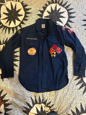 Vintage 1959 Cub Scouts Button-Down Shirt with Patches